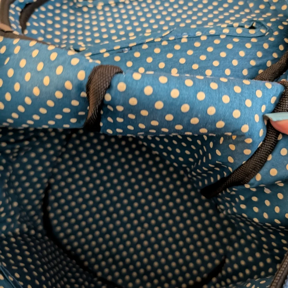 Knitting Bag Yarn Tote Organizer Crochet Storage Blue Linen with Cotton Lining